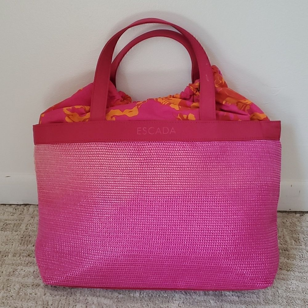 Escada | Tropical Punch Woven Beach Tote